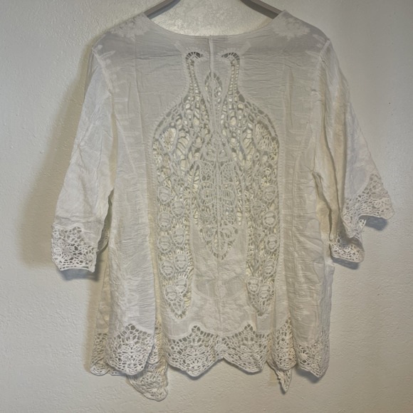 Woman's White Indigo Thread Co Crochet Lace Top Size XL NEW - Picture 4 of 8